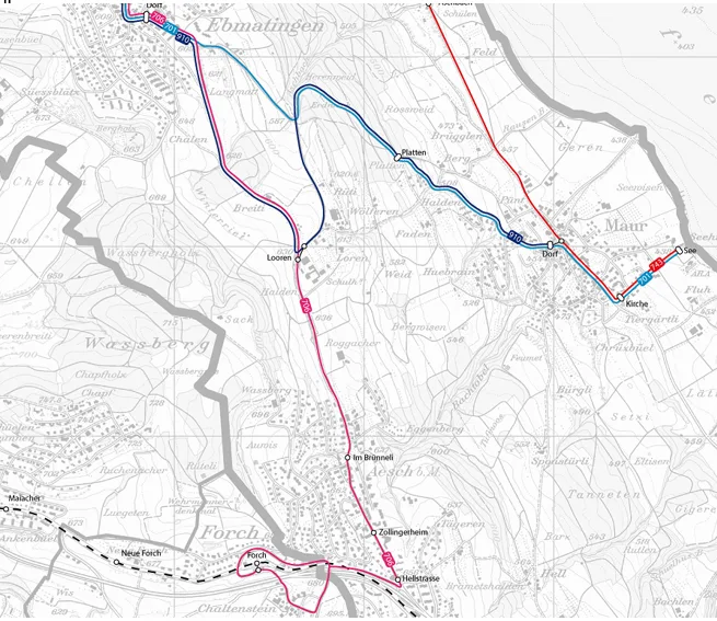 Übersicht zu Buslinien in Maur.